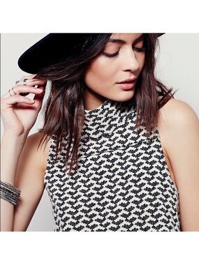 We The Free Black and White Knit Sleeveless Top